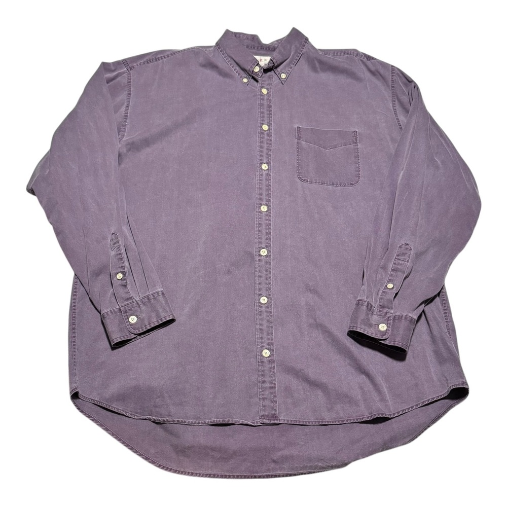 Vintage 90s J. Crew Oarsmen Purple Long Sleeve Button Down Casual Shirt Mens XLT
